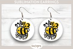 Bee Happy v5 Round Earrings Sublimation Product Image 1