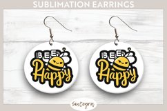 Bee Happy v6 Round Earrings Sublimation Product Image 1