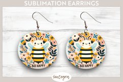Bee Happy v7 Round Earrings Sublimation Product Image 1