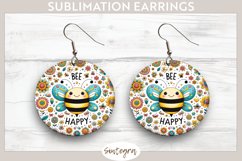 Bee Happy v8 Round Earrings Sublimation Product Image 1