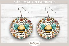 Bee Happy v9 Round Earrings Sublimation Product Image 1