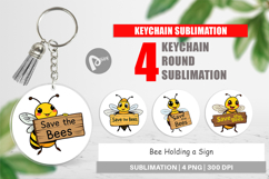 Keychain Bee Holding Sign Product Image 1