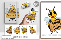 Digital Paper Bee Holding Sign Product Image 1