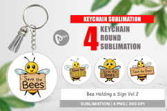 Keychain Bee Holding Sign Product Image 1