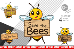 Bee Holding Sign Clipart Product Image 1