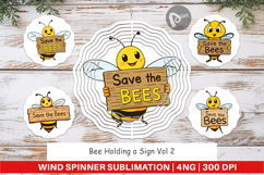 Wind Spinner Bee Holding Sign Product Image 1