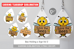 Earring Bee Holding Sign Product Image 1
