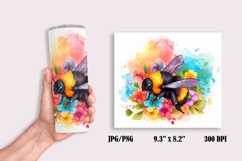 Bee in Colorful Flowers Tumbler Wrap Sublimation Design Product Image 2