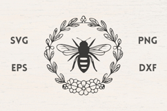 Bee with flower laurel and flowers SVG Product Image 1