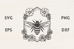 Bee with floral frame SVG Product Image 1