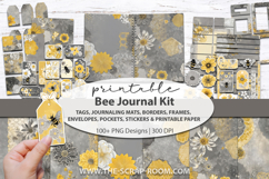 Printable Junk Journal Kit Bees and flower Papers Ephemera kit, Designs for Scrapbooking, Junk Journaling, card making and other paper crafts