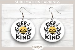 Bee Kind v5 Round Earrings Sublimation Product Image 1