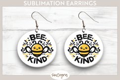 Bee Kind v8 Round Earrings Sublimation Product Image 1