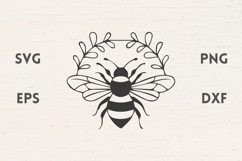 Bee with floral laurel SVG Product Image 1