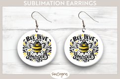 Bee Lieve In Yourself v1 Round Earrings Sublimation Product Image 1