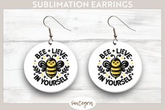 Bee Lieve In Yourself v3 Round Earrings Sublimation Product Image 1