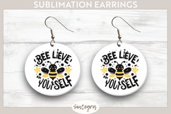 Bee Lieve In Yourself v4 Round Earrings Sublimation Product Image 1