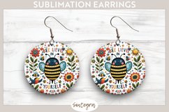 Bee Lieve In Yourself v5 Round Earrings Sublimation Product Image 1
