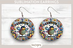 Bee Lieve In Yourself v6 Round Earrings Sublimation Product Image 1