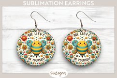 Bee Lieve In Yourself v7 Round Earrings Sublimation Product Image 1