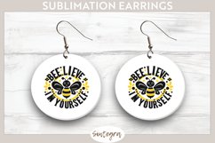 Bee Lieve In Yourself v8 Round Earrings Sublimation Product Image 1