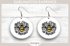 Bee Lieve In Yourself v9 Round Earrings Sublimation Product Image 1