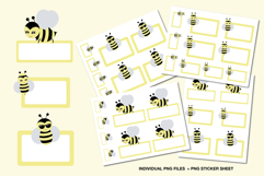 Bee name tags printable stickers with cute bees and blank label frames