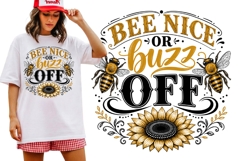 Bee Nice or Buzz Off Funny Bee Lover Sunflower Shirt Product Image 1