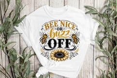 Bee Nice or Buzz Off Funny Bee Lover Sunflower Shirt Product Image 3