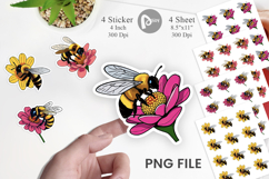 Bee on Flower Sticker Product Image 1