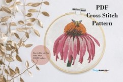 Bee on a flower Cross Stitch Pattern - Digital Download PDF Product Image 1
