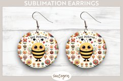 Bee Positive v1 Round Earrings Sublimation Product Image 1