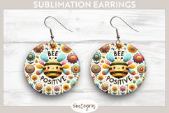 Bee Positive v2 Round Earrings Sublimation Product Image 1
