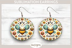 Bee Positive v4 Round Earrings Sublimation Product Image 1