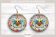 Bee Positive v5 Round Earrings Sublimation Product Image 1