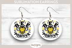 Bee Positive v6 Round Earrings Sublimation Product Image 1