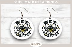Bee Positive v8 Round Earrings Sublimation Product Image 1