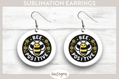 Bee Positive v9 Round Earrings Sublimation Product Image 1