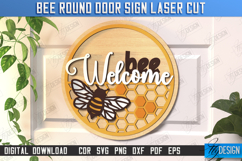 Bee Welcome Sign Laser Cut | Summer Front Door Decor | CNC Product Image 1
