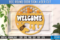 Bee Welcome Sign Laser Cut | Summer Front Door Decor | CNC Product Image 1