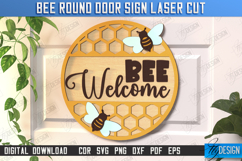 Bee Welcome Sign Laser Cut | Summer Front Door Decor | CNC Product Image 1