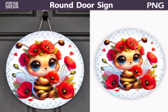 Cute Bee Round Door Sign | Spring Floral Bumblebee Product Image 1