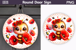 Cute Bee Round Door Sign | Spring Floral Bumblebee Product Image 1