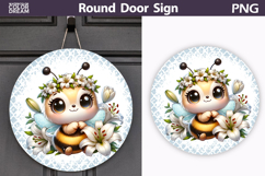 Cute Bee Round Door Sign | Spring Floral Bumblebee Product Image 1