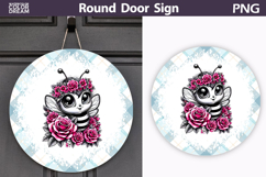 Black White Bee Door Sign | Pink Floral Porch Decor Product Image 1