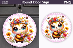 Cute Bee Round Door Sign | Spring Floral Bumblebee Product Image 1