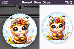 Cute Bee Round Door Sign | Spring Floral Bumblebee Product Image 1