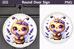 Cute Bee Round Door Sign | Spring Floral Bumblebee Product Image 1