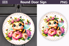 Cute Bee Round Door Sign | Spring Floral Bumblebee Product Image 1