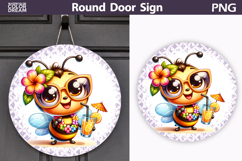 Summer Bee Round Door Sign | Tropical Floral Bumblebee Product Image 1